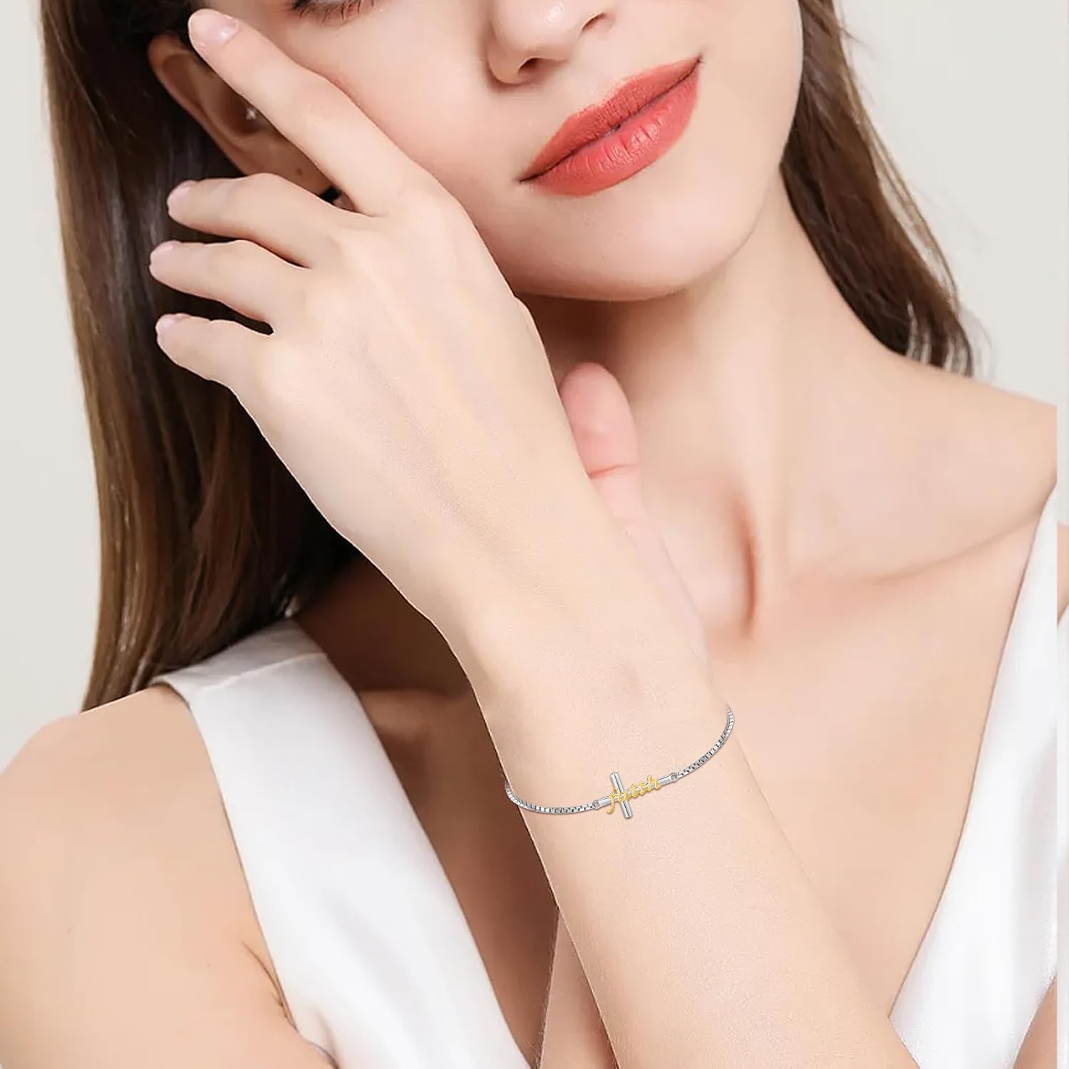 Midir&Etain Cross Bracelet 925 Sterling Silver Faith Christian Religious Anklet Bracelet Christian Cross Jewelry Gifts for Women - Image 5