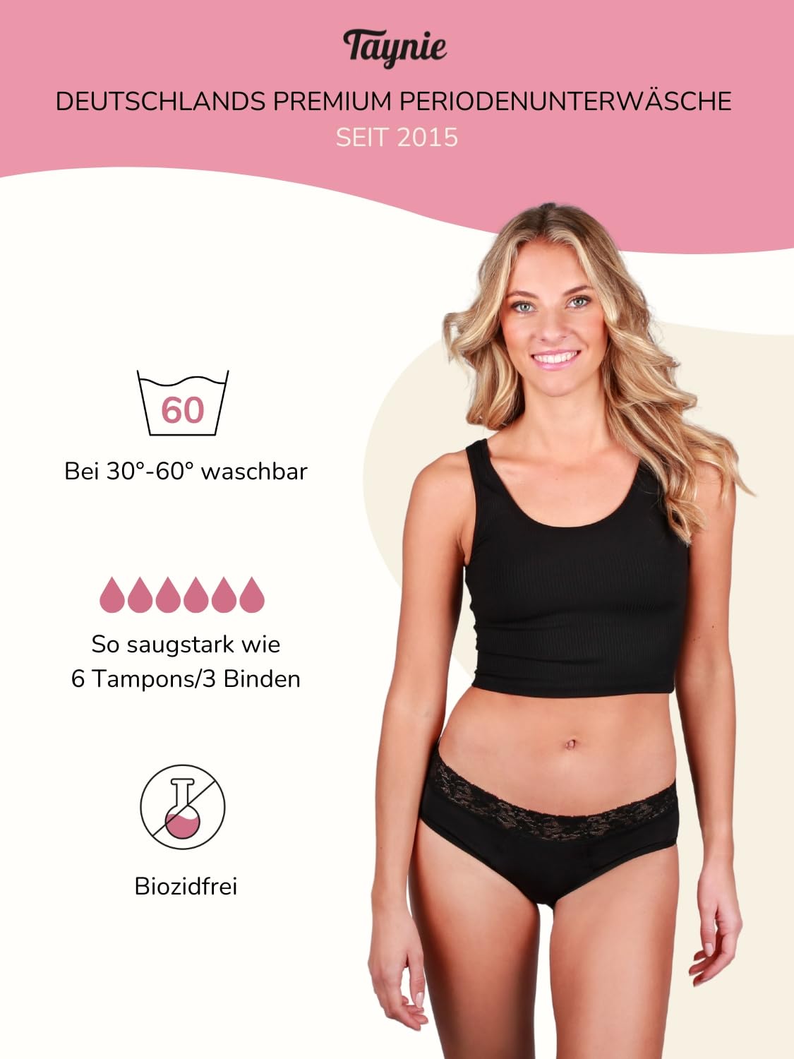 Taynie Queen Ultra 3er Set, Periodenunterschwäche Damen, Menstruationsslips