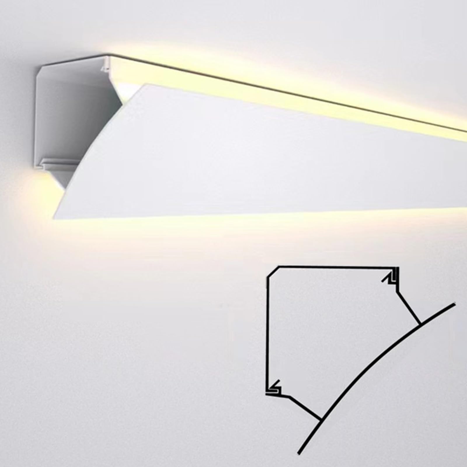 Socle lumineux LED aluminium plinthe blanche moulure plafond 1m