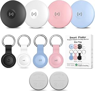 Air Tracker 4-Pack Bluetooth + UWB Smart Tag Work with Apple Find My App (iOS Only), with 2pcs Extra Replaceable 2032 Batteries, Item Locator Finder for Keys Vehicles Luggage Bags