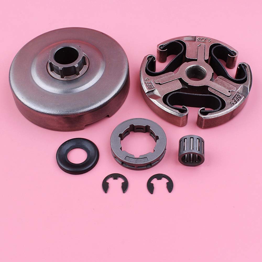 HAOHAO For Husqvarna 362 365 371 372 Motosierra Parte Lavadora Clip de la Aguja de cojinete de Embrague del Tambor 7 3/8 Dientes de 22 mm del Borde del piñón