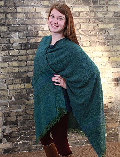 Wrap, Ruana Wraps for Women, Wool Shawl, Irish Gifts for Her, Biddy Murphy, Made in Ireland, 85% Lambswool, 54" X 72", Soft, Lightweight, Warm, Teal Check