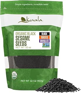Kevala Organic Black Toasted Sesame Seeds - Unhulled Seeds for Baking and Cooking, Roasted Black Sesame for Asian Cuisine, Contain Unsaturated Fats and Lignans, Convenient Resealable Bag, 2 lb, 32 oz