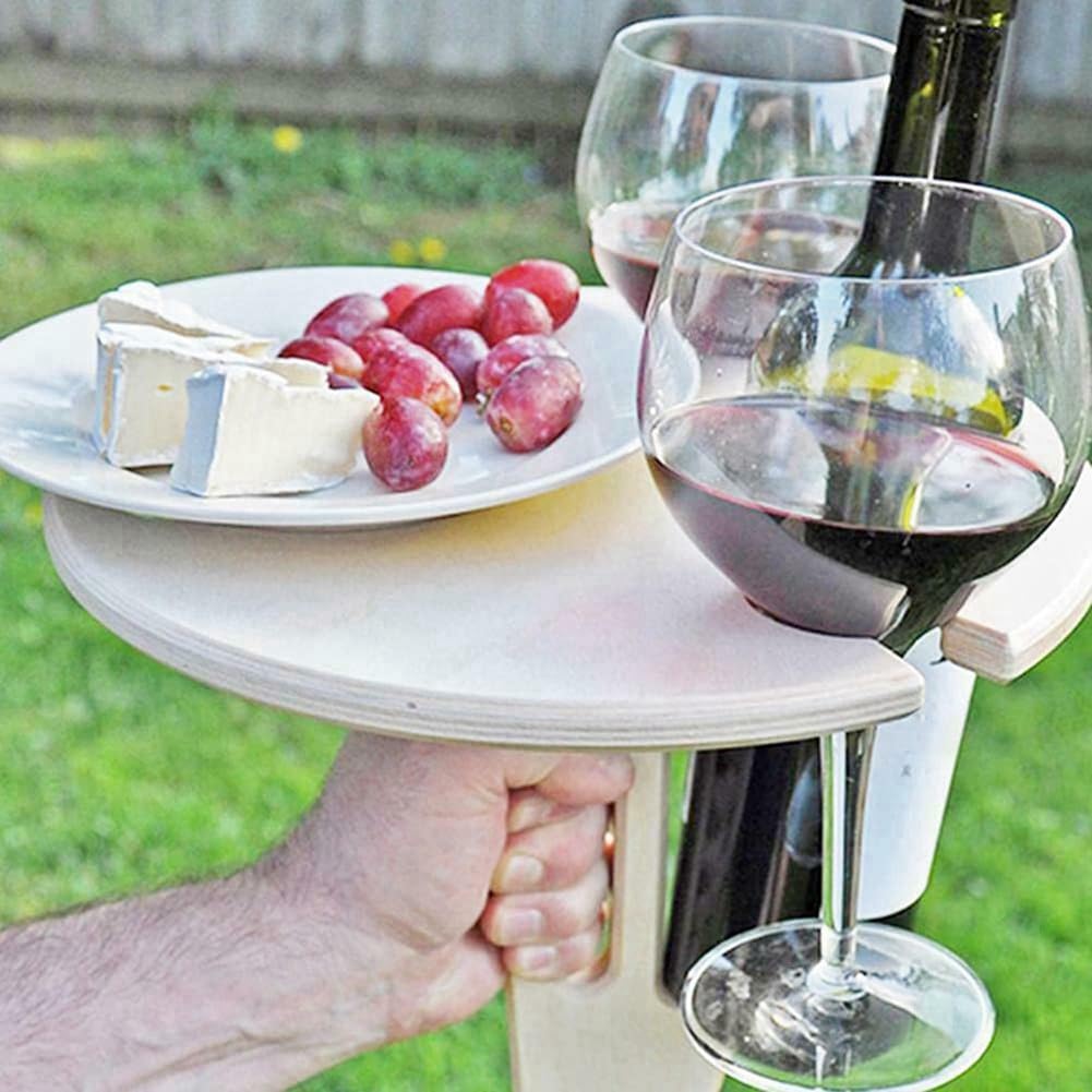 Weintisch im Freien – Klappbarer Weintisch Aus für Den Außenbereich – Weinglasregal, Flaschen- und Glashalter, Klappbarer Desktop-Tisch, Langlebig, Einfach zu Bedienen, 20 X 30 cm