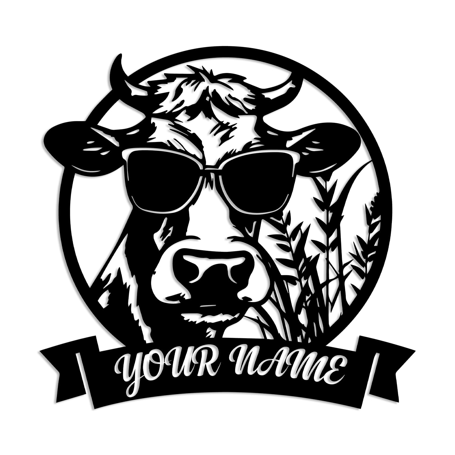 Kissesuu Cow-E Custom Cow Metal Sign,Custom Cow Farm Sign,Cow Wall Art,Cow Decor,Cow Farm Sign,Personalized Cow Farmhouse Decor,Farmer Name Sign,Farmer Gift,Cow Lover Gifts (Cow-E)
