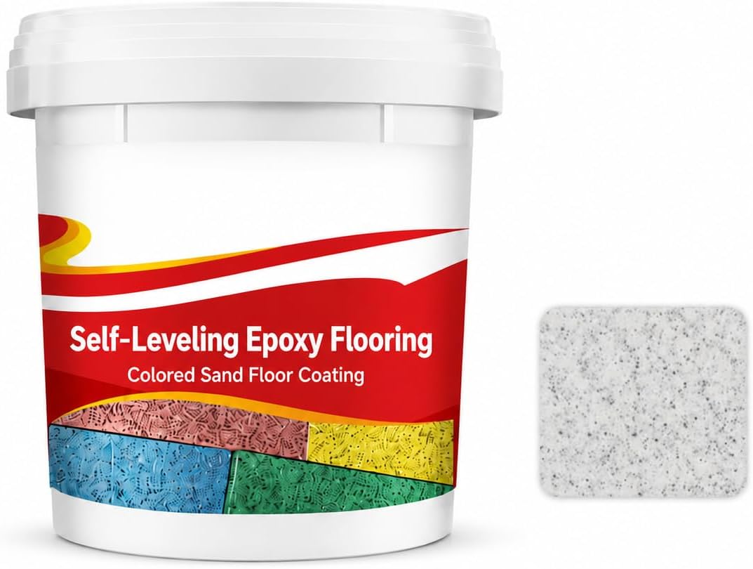 Self-Leveling Epoxy Flooring, Colored Epoxy Floor Paint with Concrete (White)