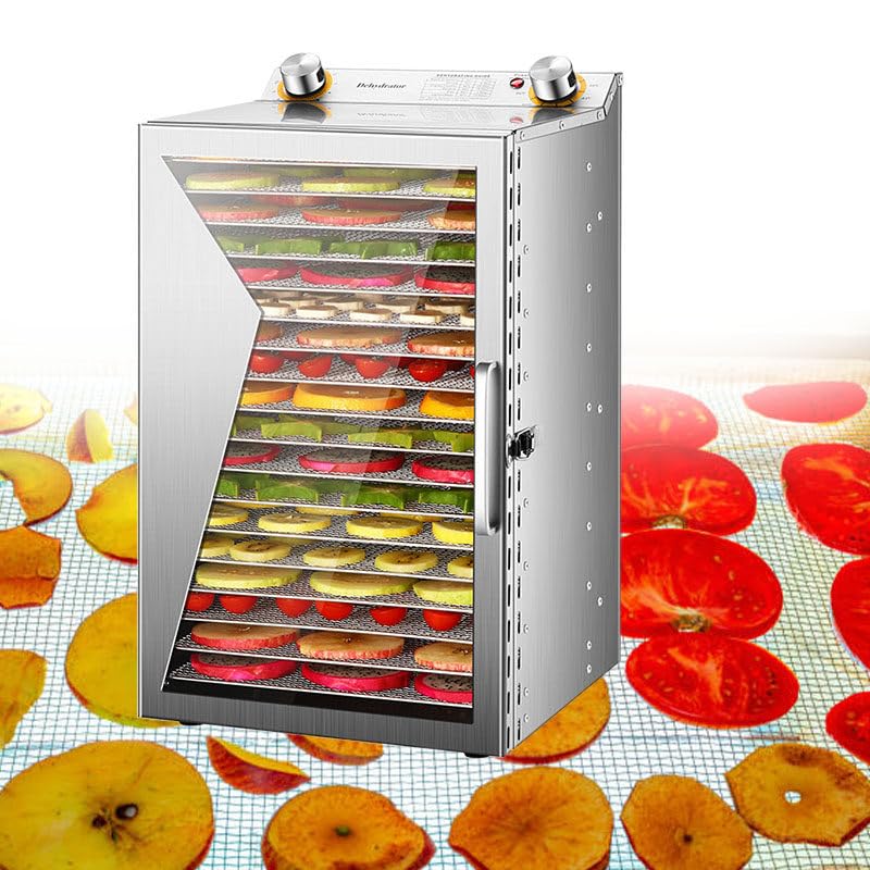 WEIMILOR Deshidratador de Acero Inoxidable, Secado eficiente de 360°, deshidratador de 12/18 Niveles, Control de Temperatura de 20-90 °C, Temporizador de 24 Horas,18Layers