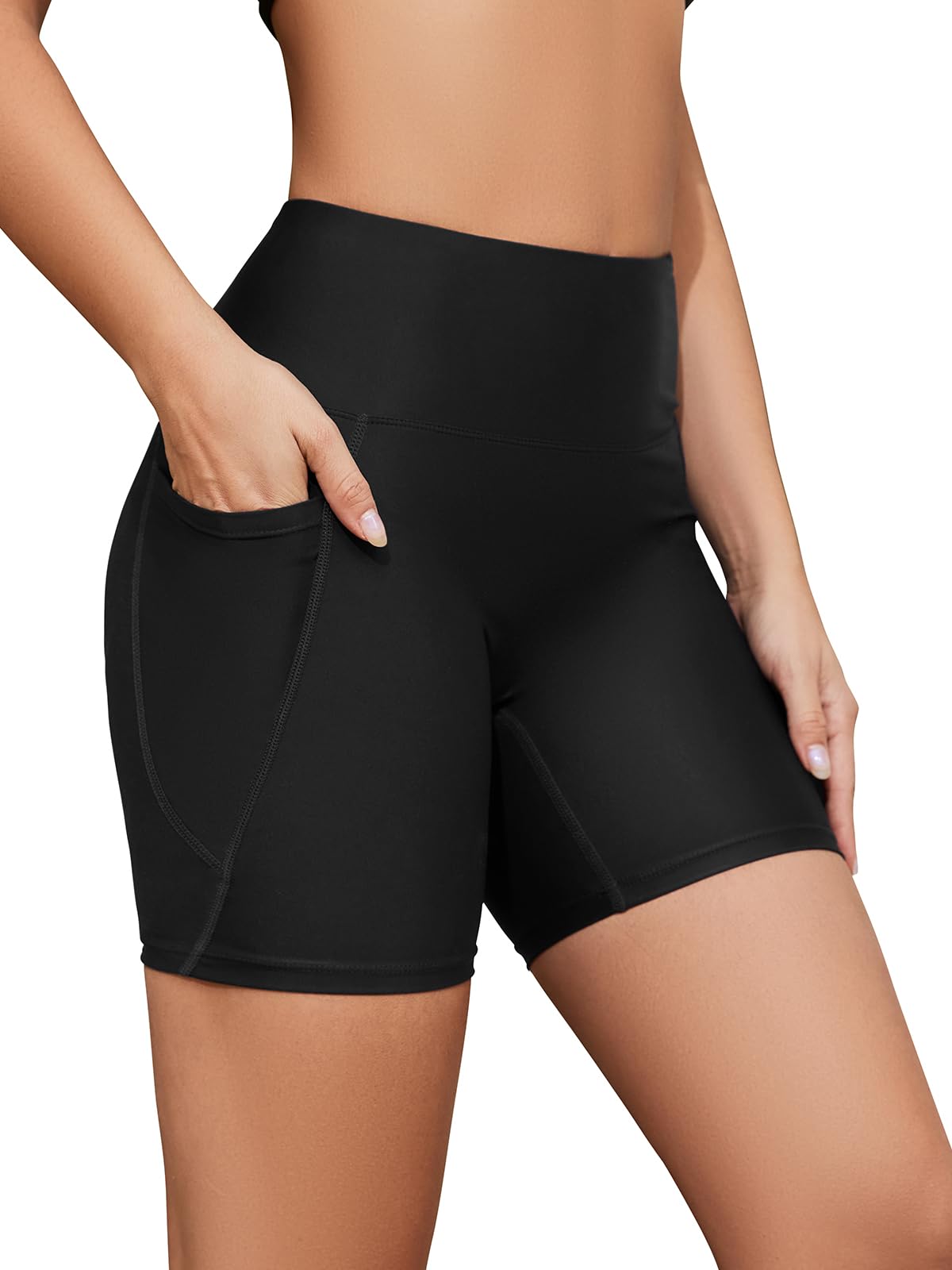 SHEKINI Damen Badeshorts Hohe Taille Badehose Schnell Trocknendes Sporty Kurze Leggings Bikinihose Radlerhose Schwimmhose Strandhose