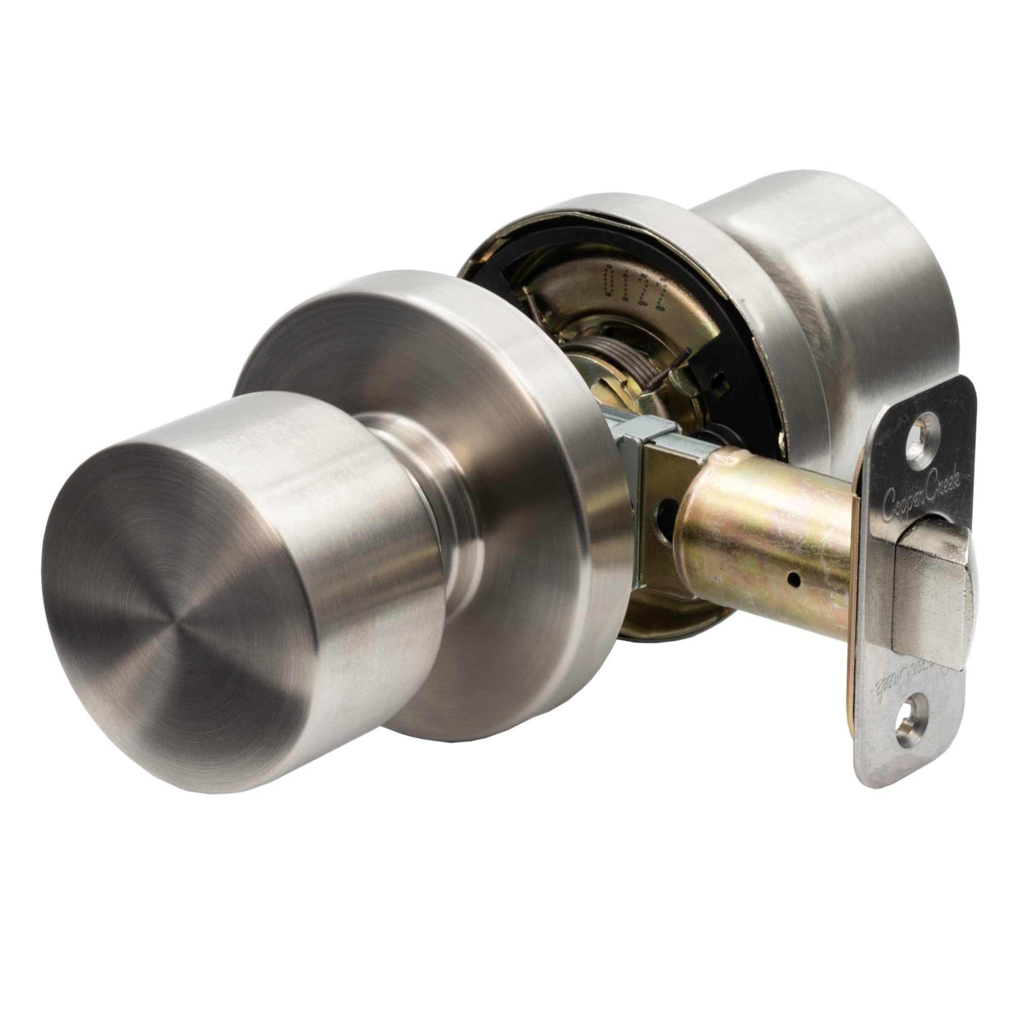 Copper Creek Metro Passage Function with Round Rosette Door Knob in Satin Stainless