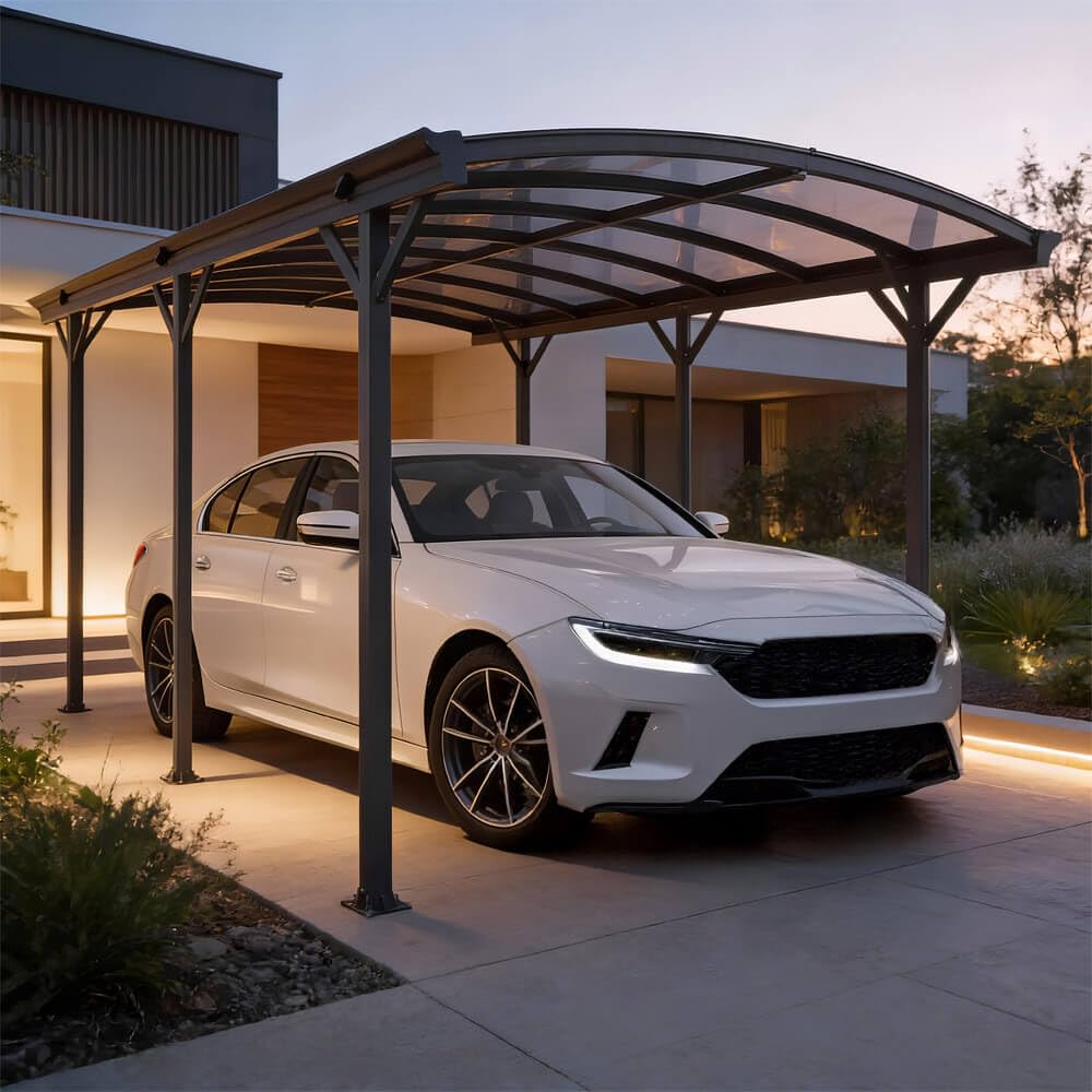 Home Deluxe - Design Carport - FALO, Anthrazit - Maße: 505 x 300 x 226/240 cm - inkl. Montagematerial I Autoüberdachung Garage Unterstand