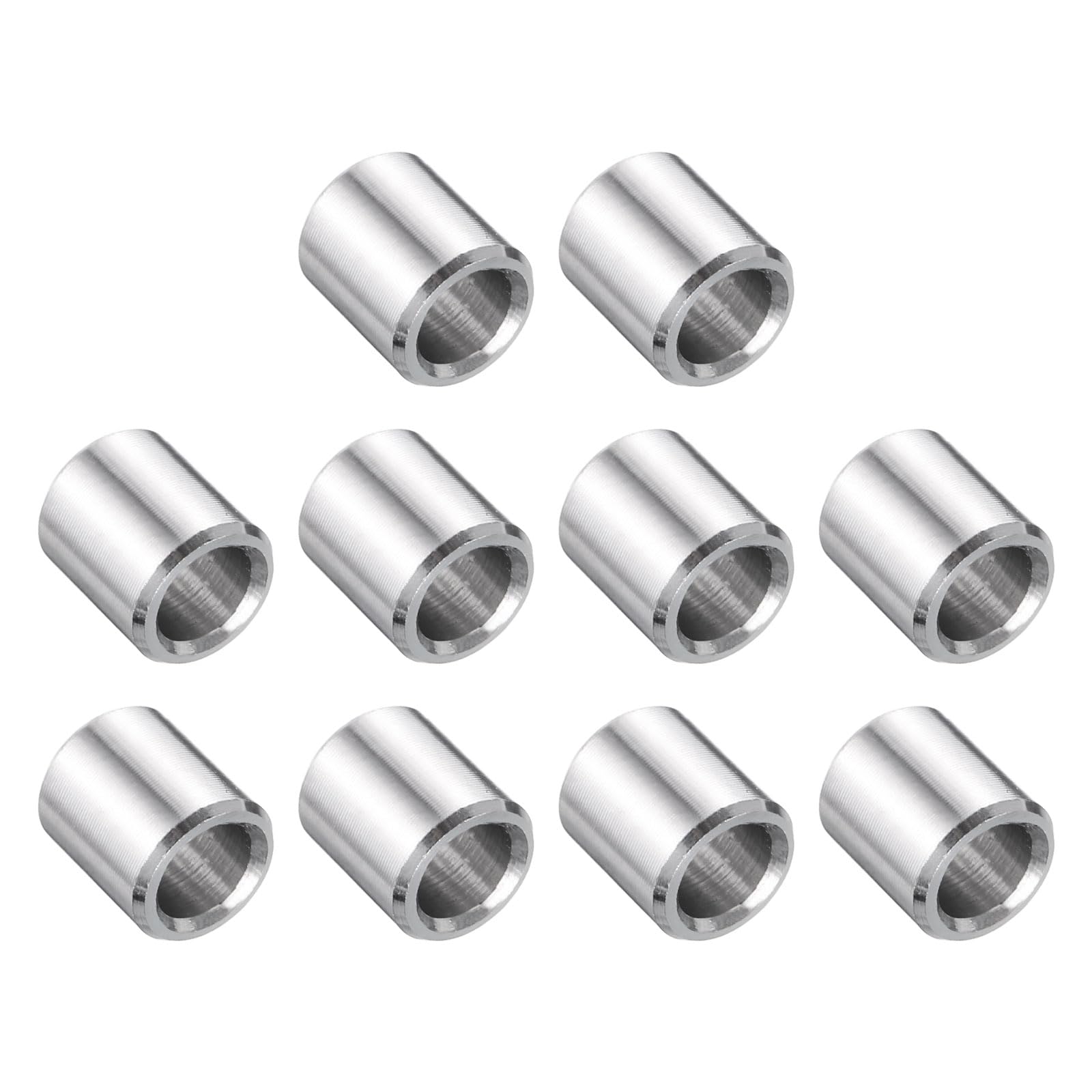 uxcell 10 Pcs Stainless Steel Spacer 1/4" Bore x 3/8" OD x 3/8" Length Screw Bushing Plain Finish Round Metal Spacer for 1/4" Screws Bolts and Rods