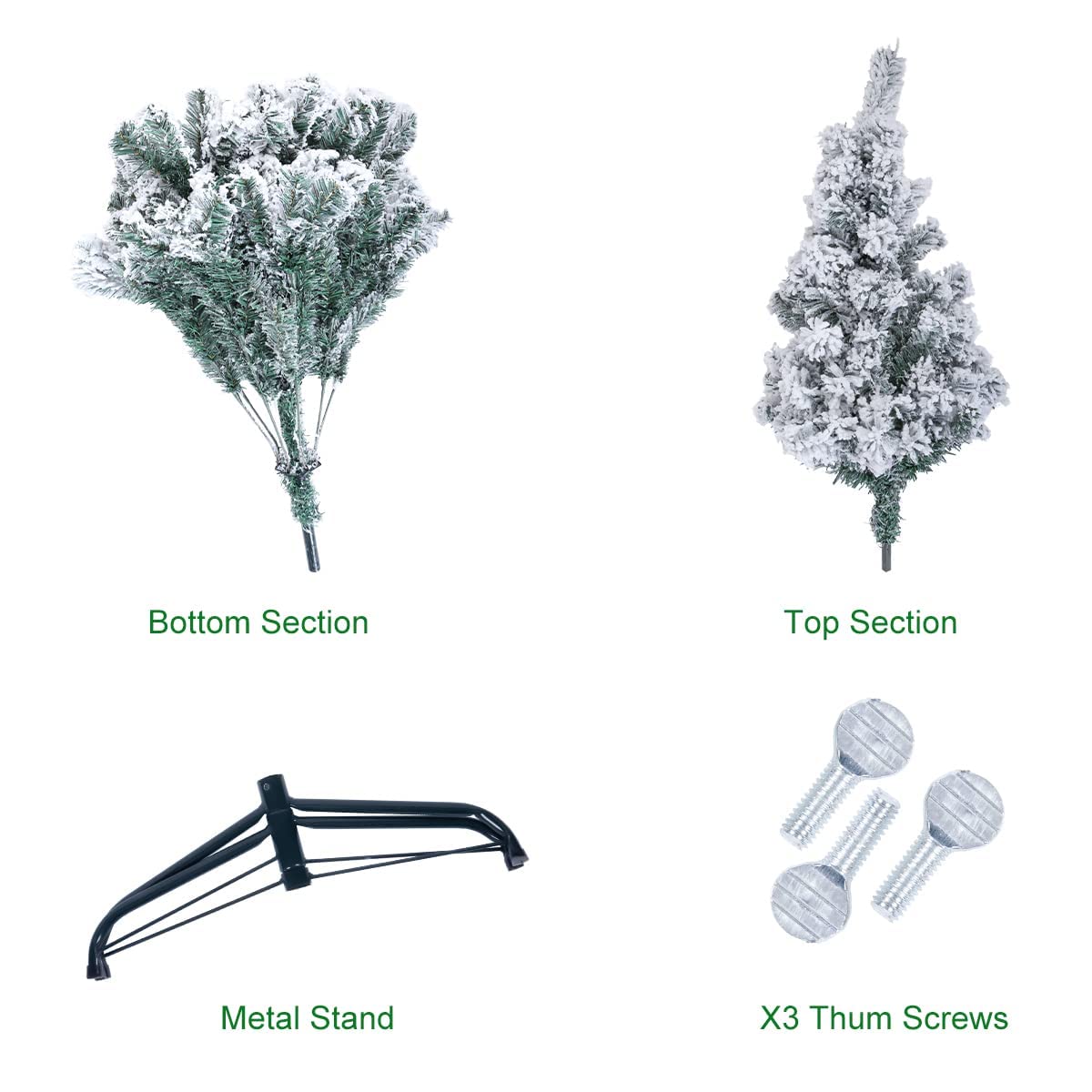 Sapin de Noël enneigé de 1,5 m, Blanc et Vert avec Pommes de pin, Support en métal Massif pour décoration de Noël