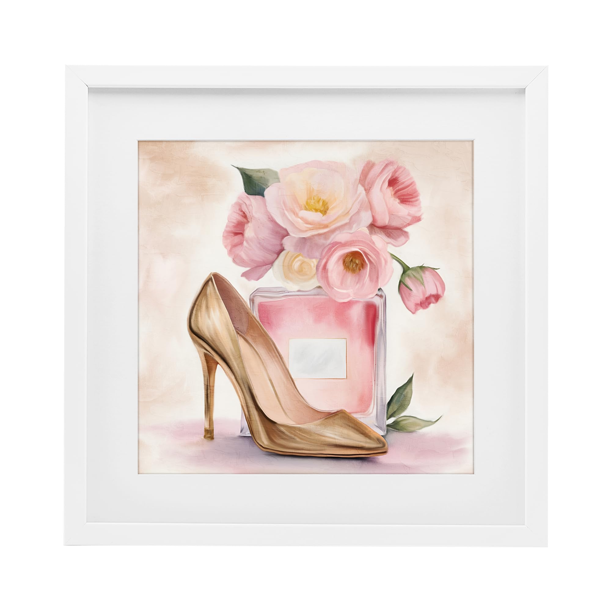 'Pink Beauty Heel & Flowers'| Framed Print Under Glass