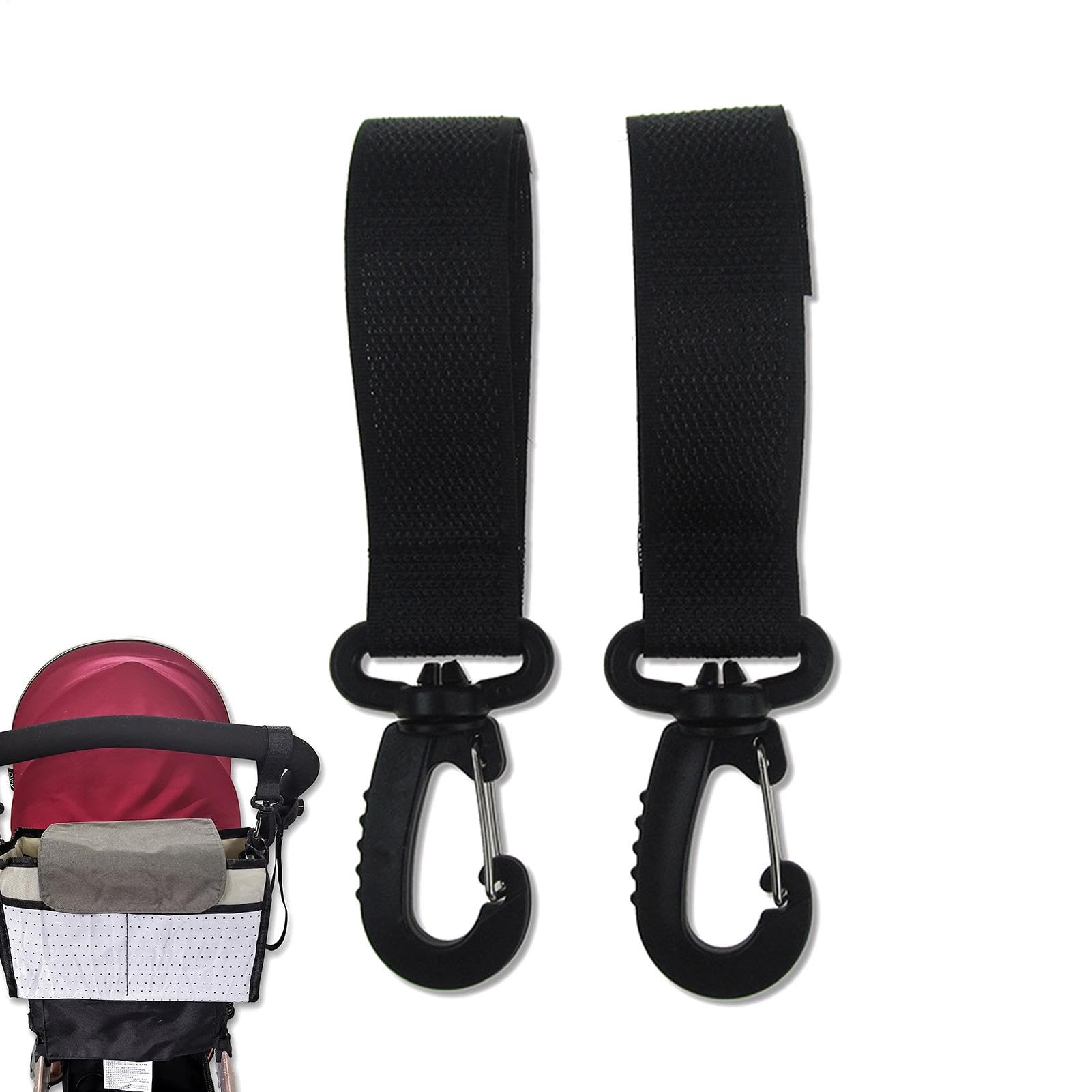 Gancio per passeggino – Moschettone per passeggino, ganci rotanti per borsa del passeggino | Moschettoni a clip girevoli a 360 gradi, 2 moschettoni per le mani, grande gancio per borsa della spesa