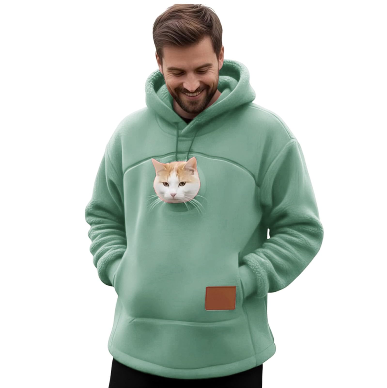 Winter Hoodie Herren Gefüttert Rot Kapuzenpullover Weitem Herrenpullover