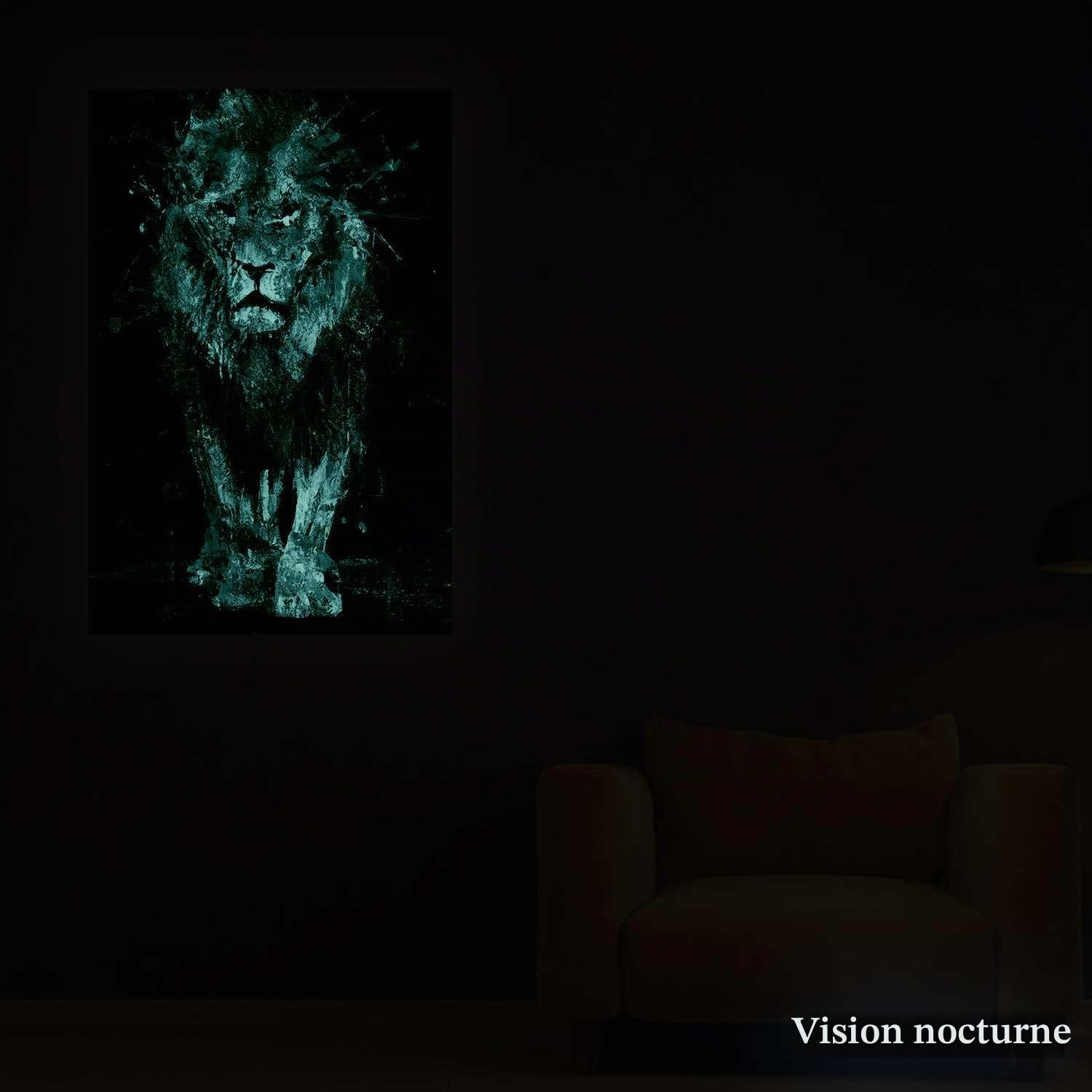 Startonight Impression sur Toile Lumineux- Lion en Couleurs - Grande Tableau Decoration Murale Prêt à Accrocher Peinture Moderne et Contemporaine 60 x 90 cm Idée Cadeau Élégante et Originale