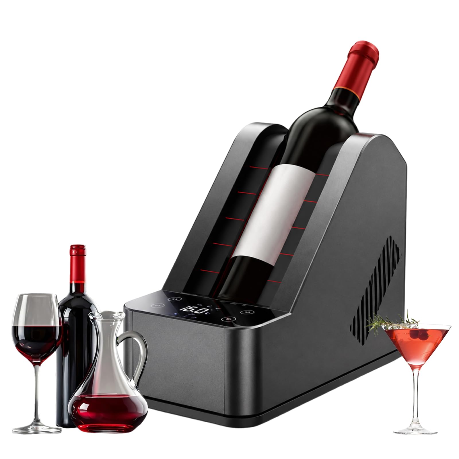 Enfriador de vino eléctrico de 0 a 20 °C con pantalla táctil regulable para exteriores