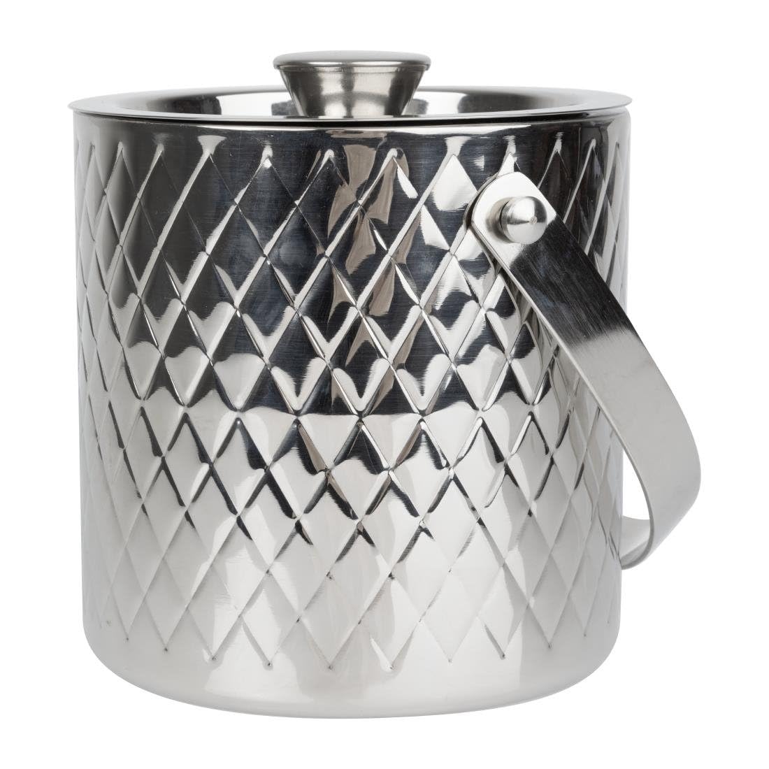 Olympia Geo Double Wall Ice Bucket Stainless Steel, 2 Ltr