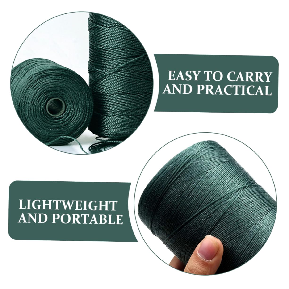 TOYANDONA 2 Cuerdas de Nylon Trenzado para Reparación de Redes de Pesca, Resistentes y Ligeras, Ideales para Lagos y Ríos, Color Verde, Pack de 2 Piezas