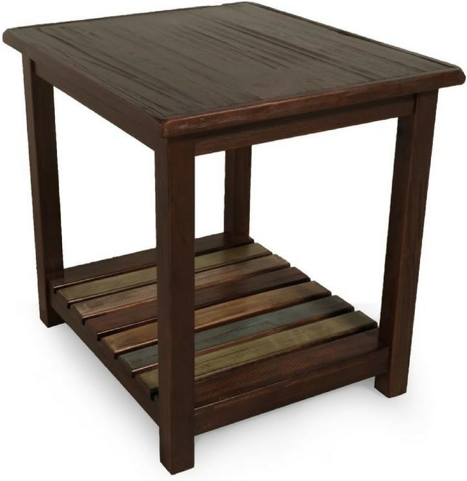 Amazon.com: Rustic Dark Wood End Table Side Chairside Accent Table ...