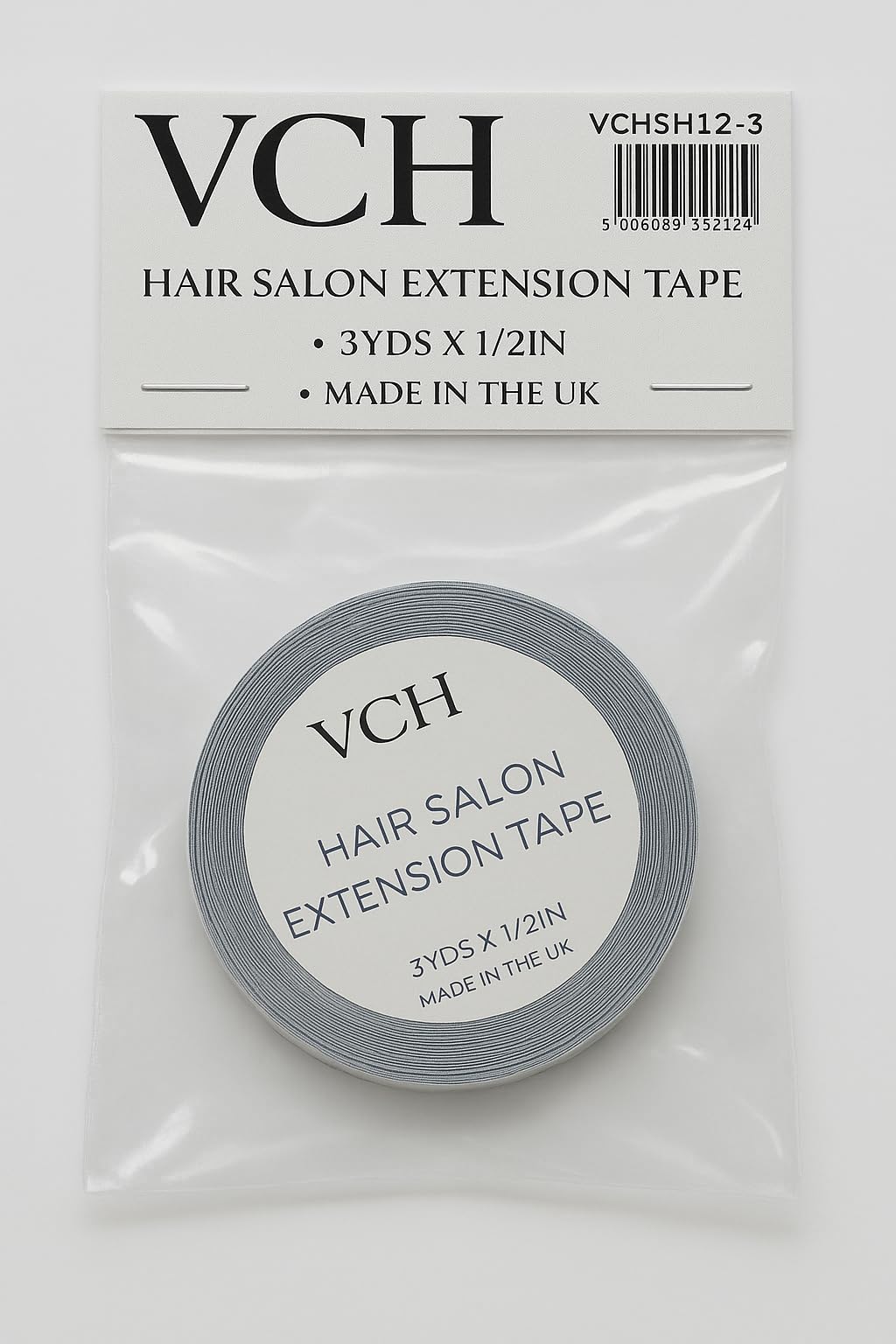 VCH Hair Extension Tape - Extra Strong Roll of Double Sided Clear Tape for Tape-in hair Extensions, Clear with blue liner, 3yd roll