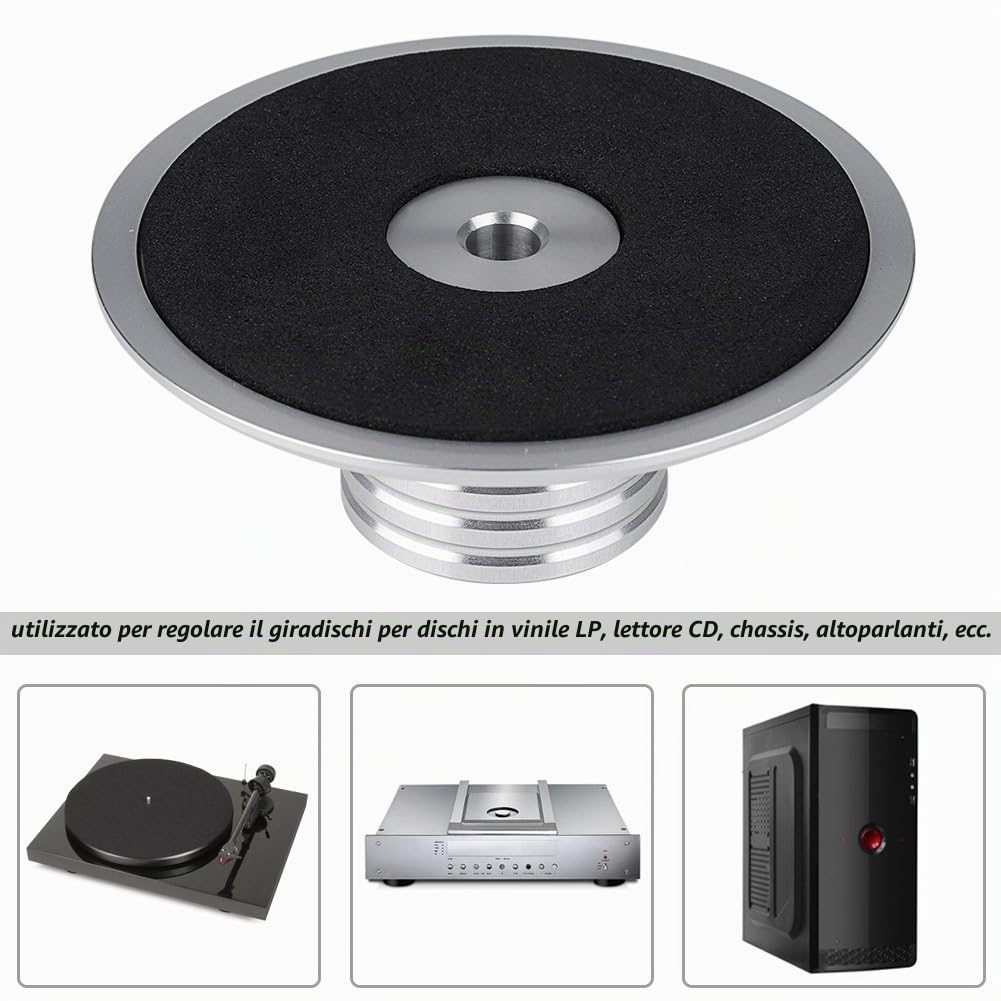 VBESTLIFE Stabilizzatore del disco, Nuovo morsetto per pesi Black Record LP Giradischi in vinile Stabilità del disco in metallo -Argento (Argento)