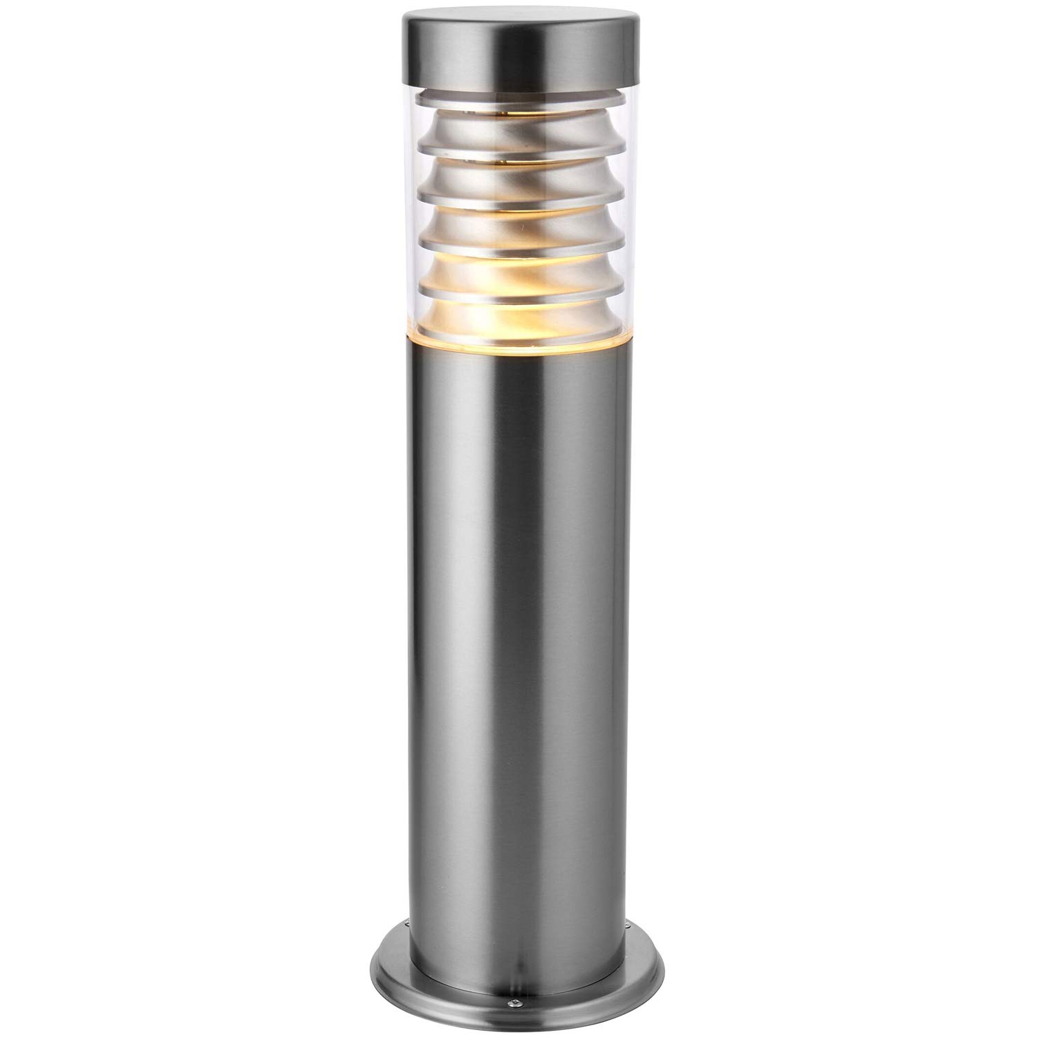Marine Grade Brushed Stainless Steel Outdoor IP44 Bollard Light - 500mm Lamp Post Garden Driveway Patio Pathway Pillar –E27 Bulb Required– 0.5m Tall Outside Courtyard