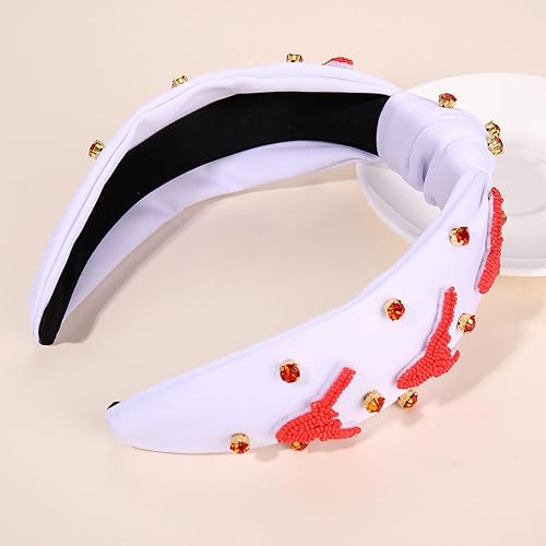 Miniatura 10 de ZOLEAROPY Diadema para el día del partido de fútbol universitario con diamantes de imitación de perlas, diseño TIGER - Regalo elegante para mujeres