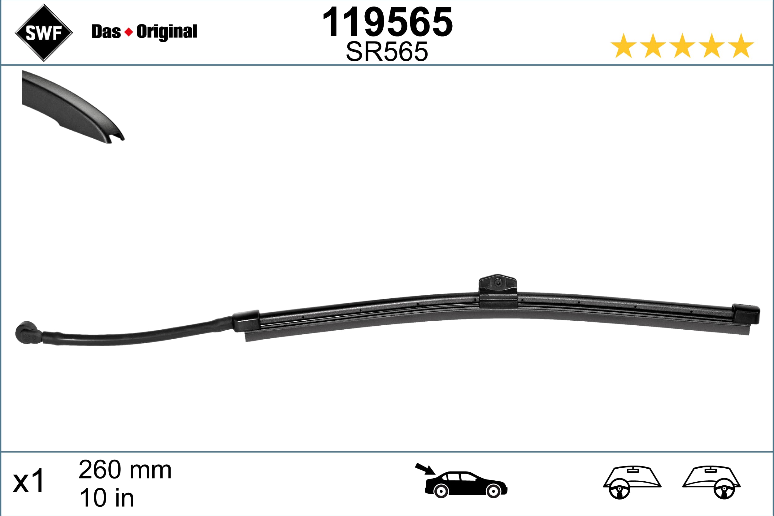 SWF Das Original 1x AquaBlade Pióro Wycieraczki SR565 - Tylne - 260 mm