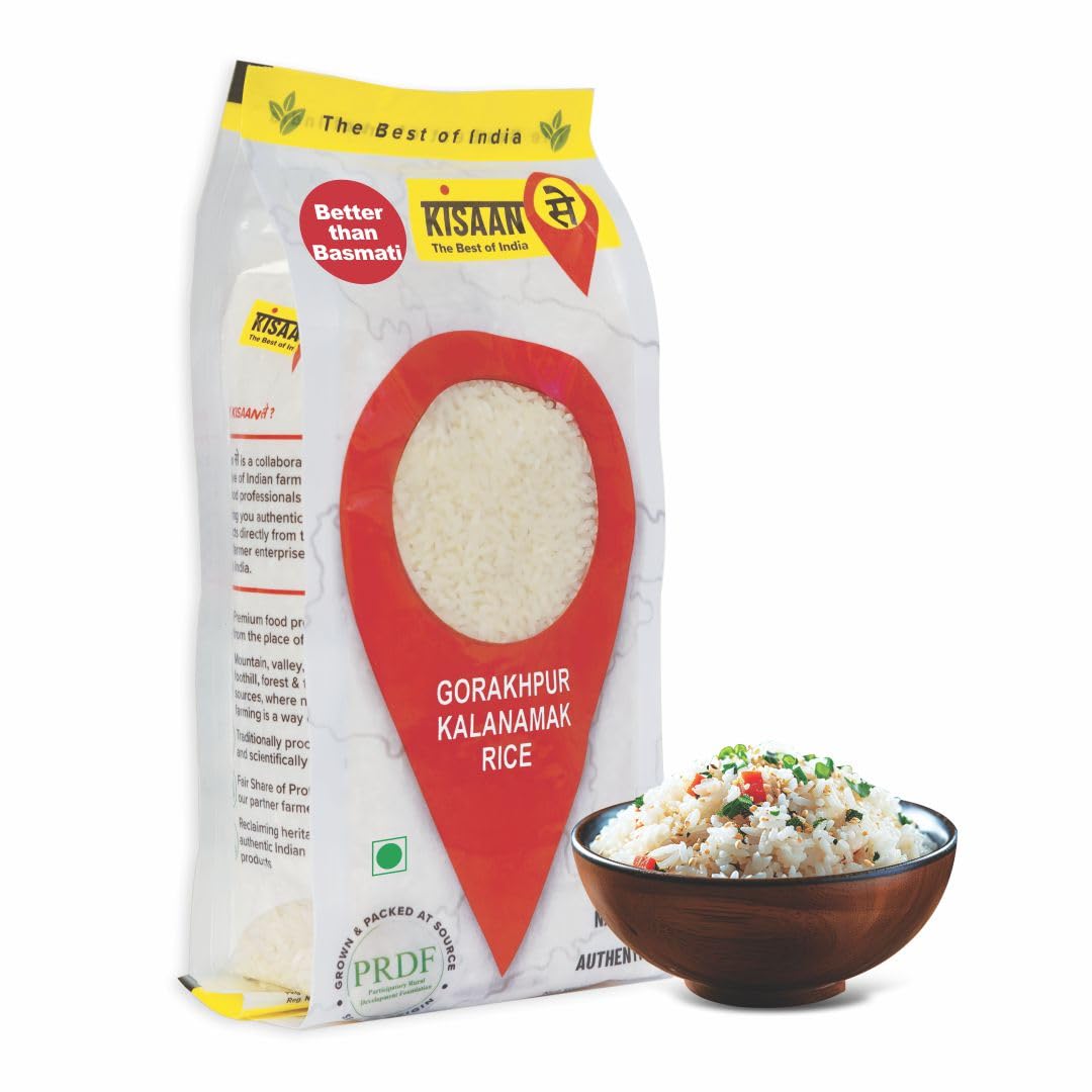 KisaanSay Gorakhpur Kalanamak Rice, 10kg (500gm x 20) | Diabetic Friendly| Aromatic Rice | Unpolished Rice | High in Iron & Protein | Rich In Nutrients & Fiber | Buddha rice | Traditionally Milled (B0CV83RMBC) Amazon Price History, Amazon Price Tracker