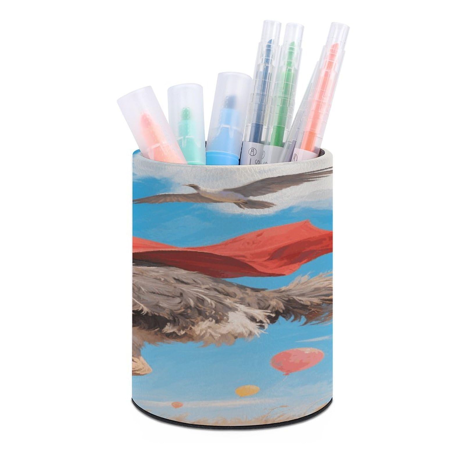 VstaDank Ostrich Pen Holder for Desk Makeup Brush Holders Stylish Pen Cup Cute Pencil Cup Round Pencil Holder Decor Brush Scissor Holders for Multifunctional Office Supplies