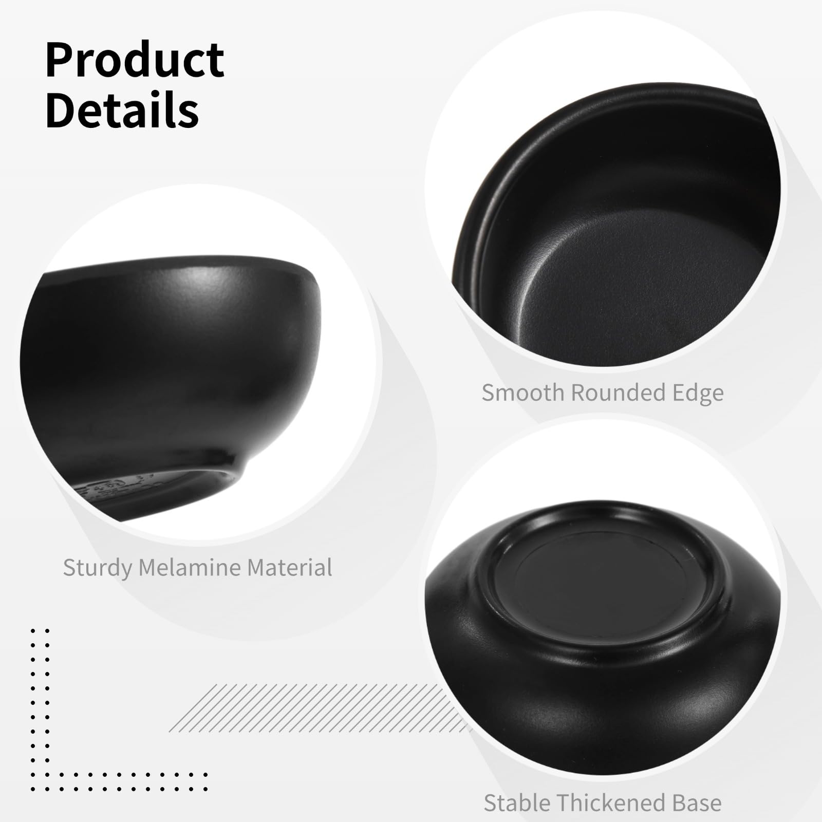 Générique 12 coupelles à sauce en mélamine noire de 1,7 oz, bols à condiments empilables, petits bols à trempette incassables, mini coupes à dessert pour fêtes, barbecues, restaurants et apéritifs