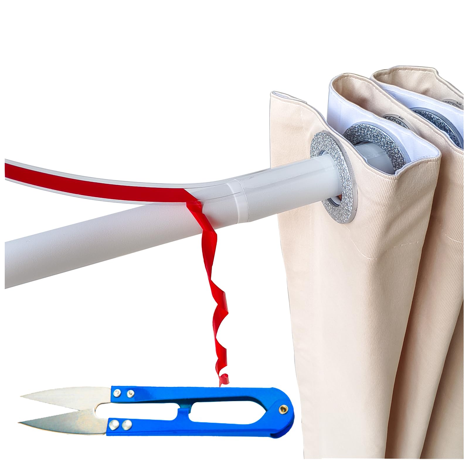 Clear Drapery Rod Tape - 13ft Quiet Shower Curtain Rod, Prevents Curtain Ring Sticking