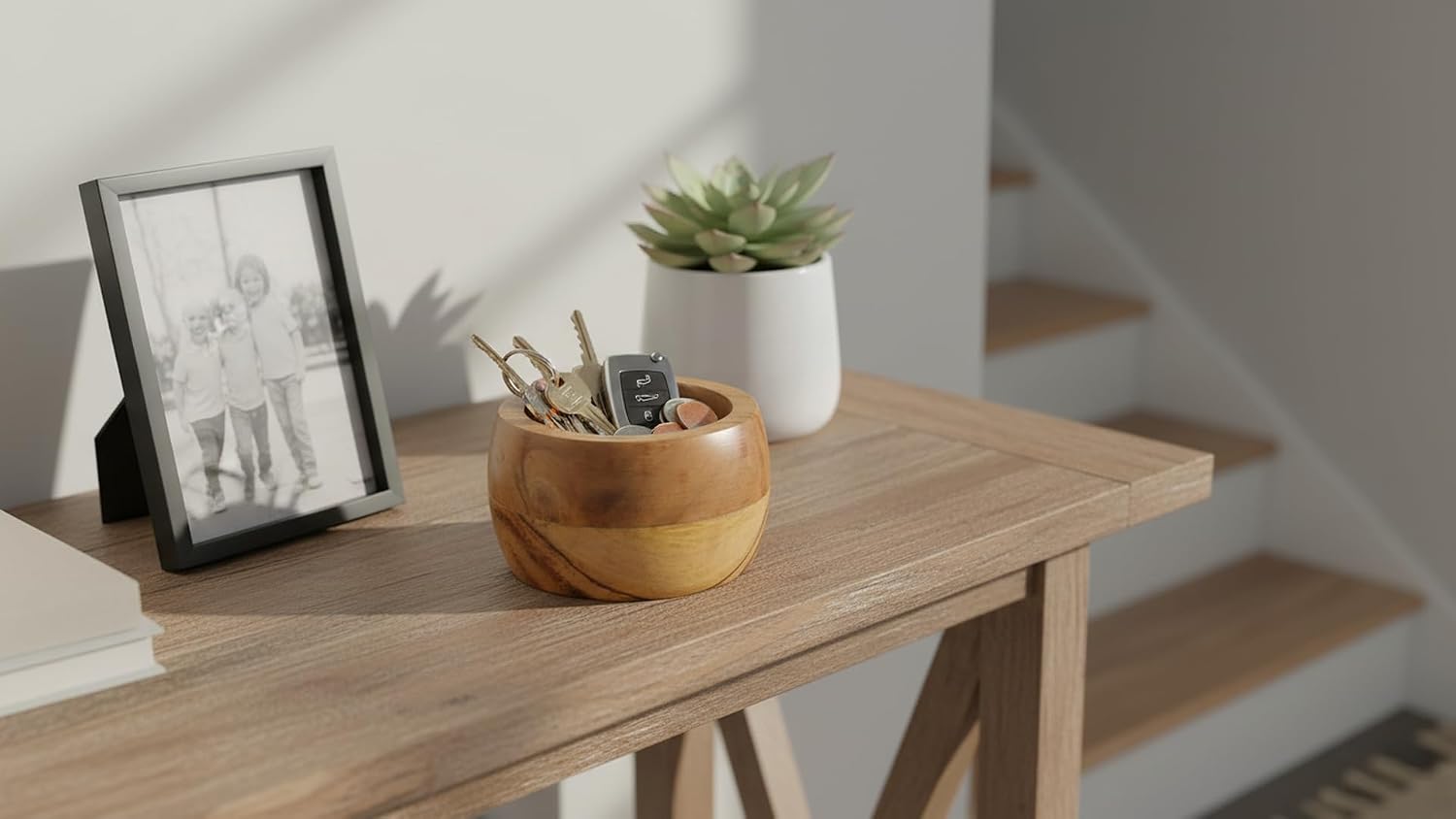 Beautiful Handmade 5 x 3" Decorative Acacia Wood Snack Serving Bowl For Dry Fruits Chips Coffee Table Countertop Display Key Bowl Tableware Kitchen Living Room Home Decor Accents Dinnerware