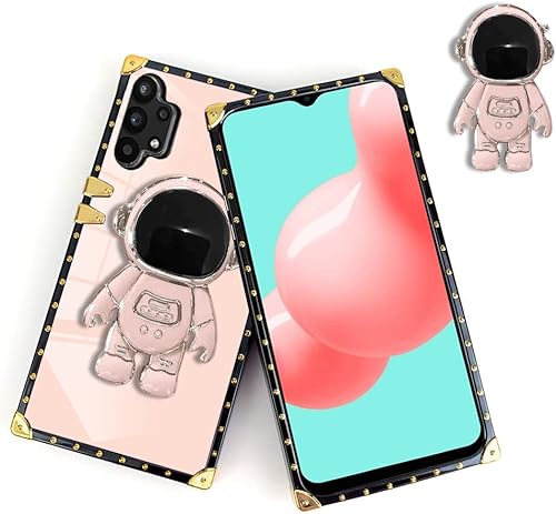 Miniatura 4 de B-wishy Para Samsung Galaxy A32 5G con soporte de anillo de soporte, remache para niñas y mujeres, cristal antigolpes, delgada, a prueba de golpes,