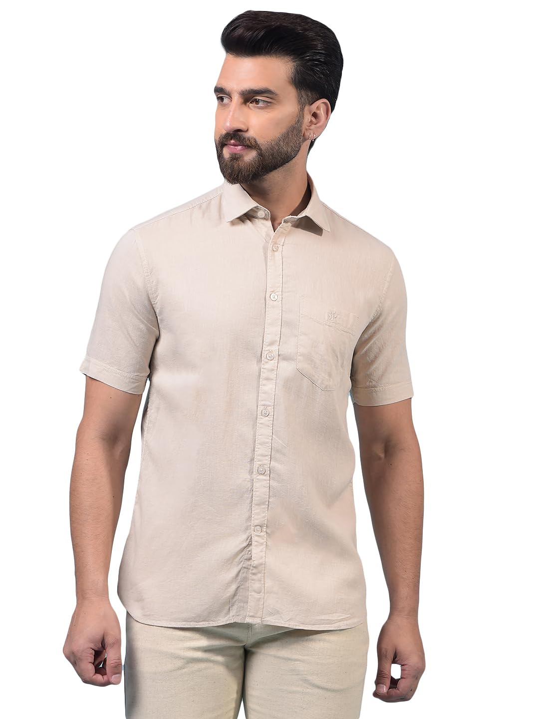 crimsoune club Men's Beige Linen Shirt-picture-31
