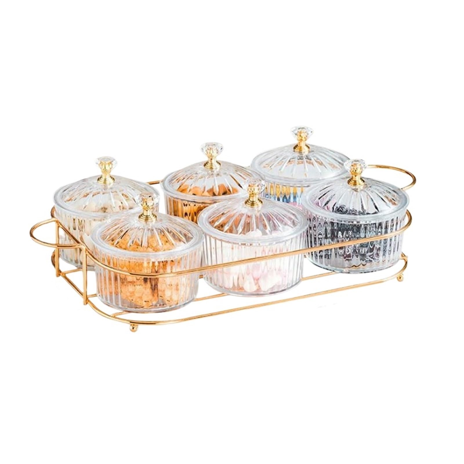 LSNNMU Dried Fruit Salad Plate Snack Dishes Transparent Round Dessert Jar Dish Grid Food Storage Preserved Tray Box Lid Bowl Tableware For Preserving(6clear)