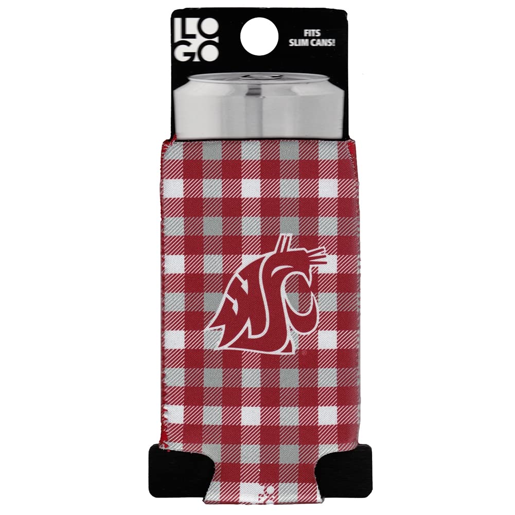 Logo Brands 238-782: Wa State Plaid Slim Can Coozie