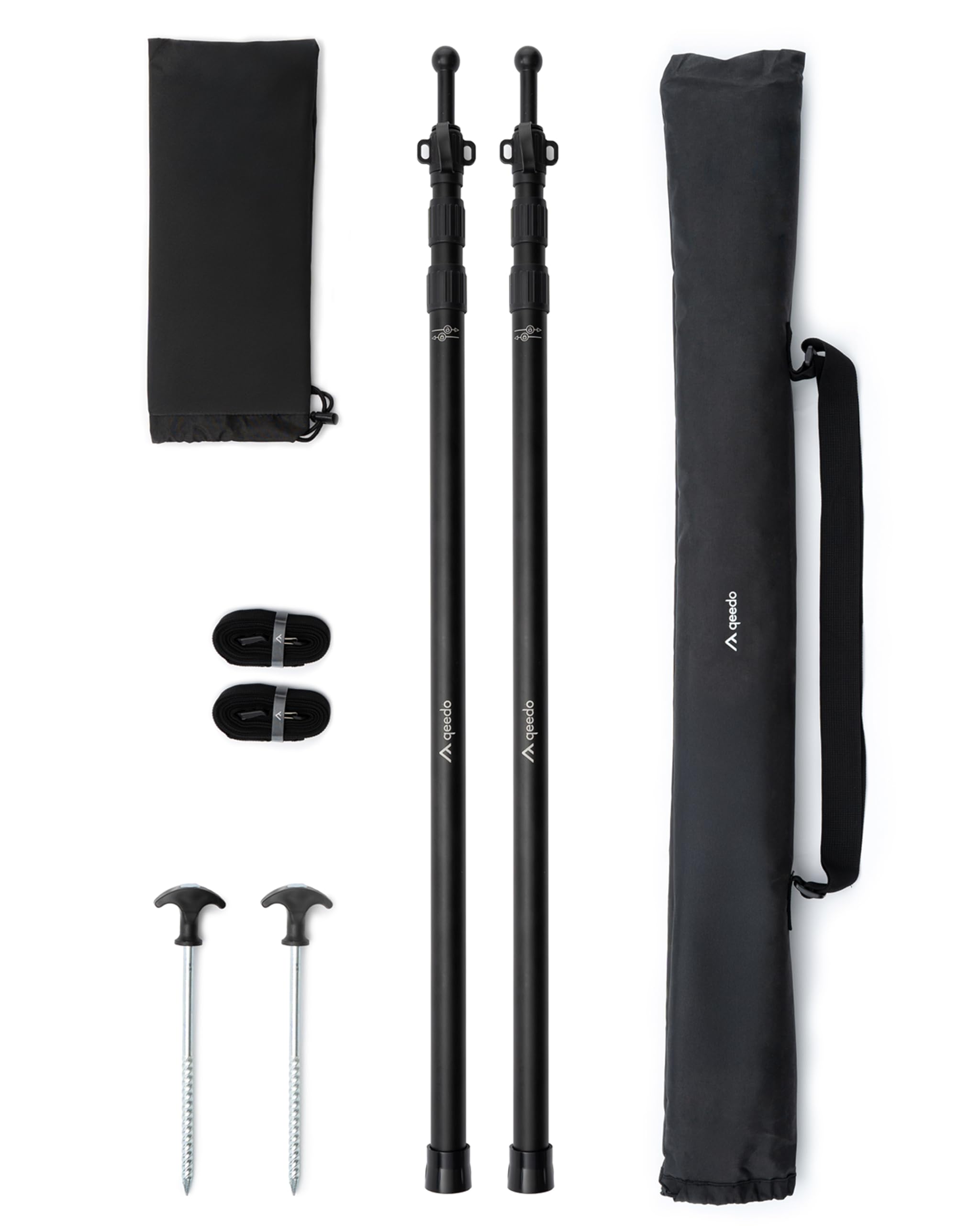 qeedo Scope Zeltstangen 2er Set - Aluminium Sonnensegel Stange 90-230 cm - Teleskopstange sonnensegel, Camping für Tarp, Vorzelt, Sonnensegel & Markise