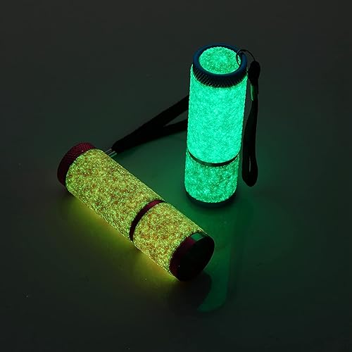 Miniatura 7 de Mudder Juego de 4 linternas que brillan en la oscuridad, 9 mini linternas LED recubiertas de goma con asa, linterna portátil LED de aluminio