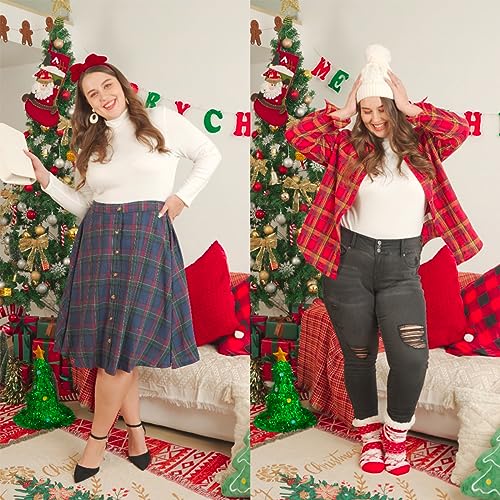 Image of CARCOS Womens Plus Size Tops Mock Neck Long Sleeve Shirts Turtleneck Tunics for Fall Winter XL-5XL