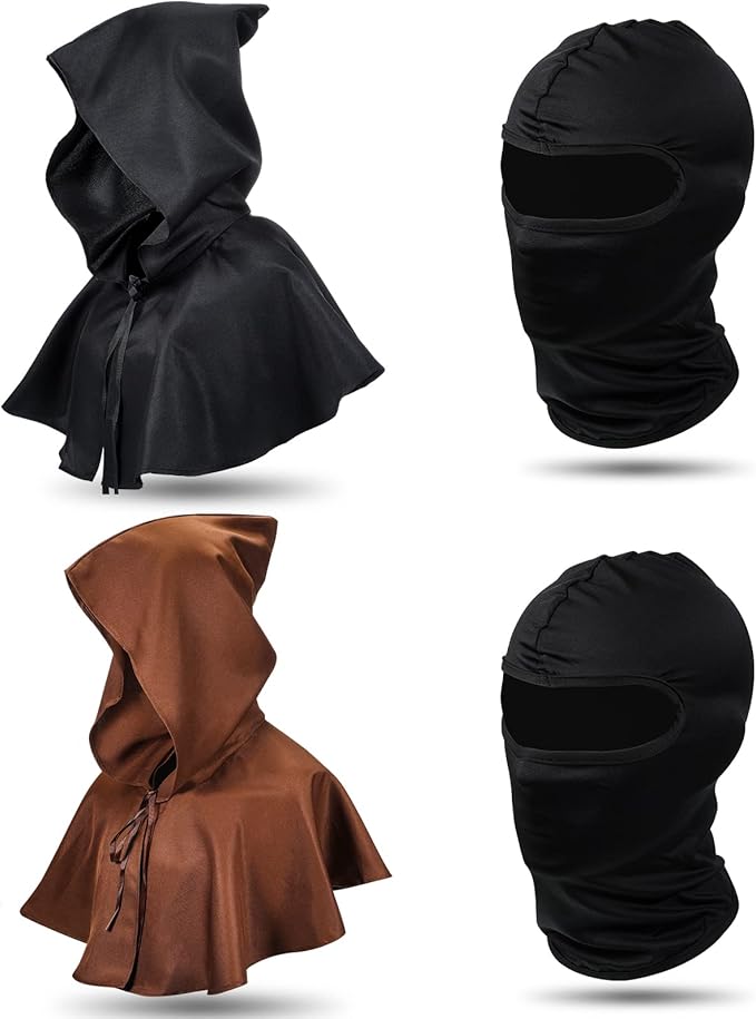 2 Pcs Halloween Medieval Grim Cowl Cloak Medieval Hood with
