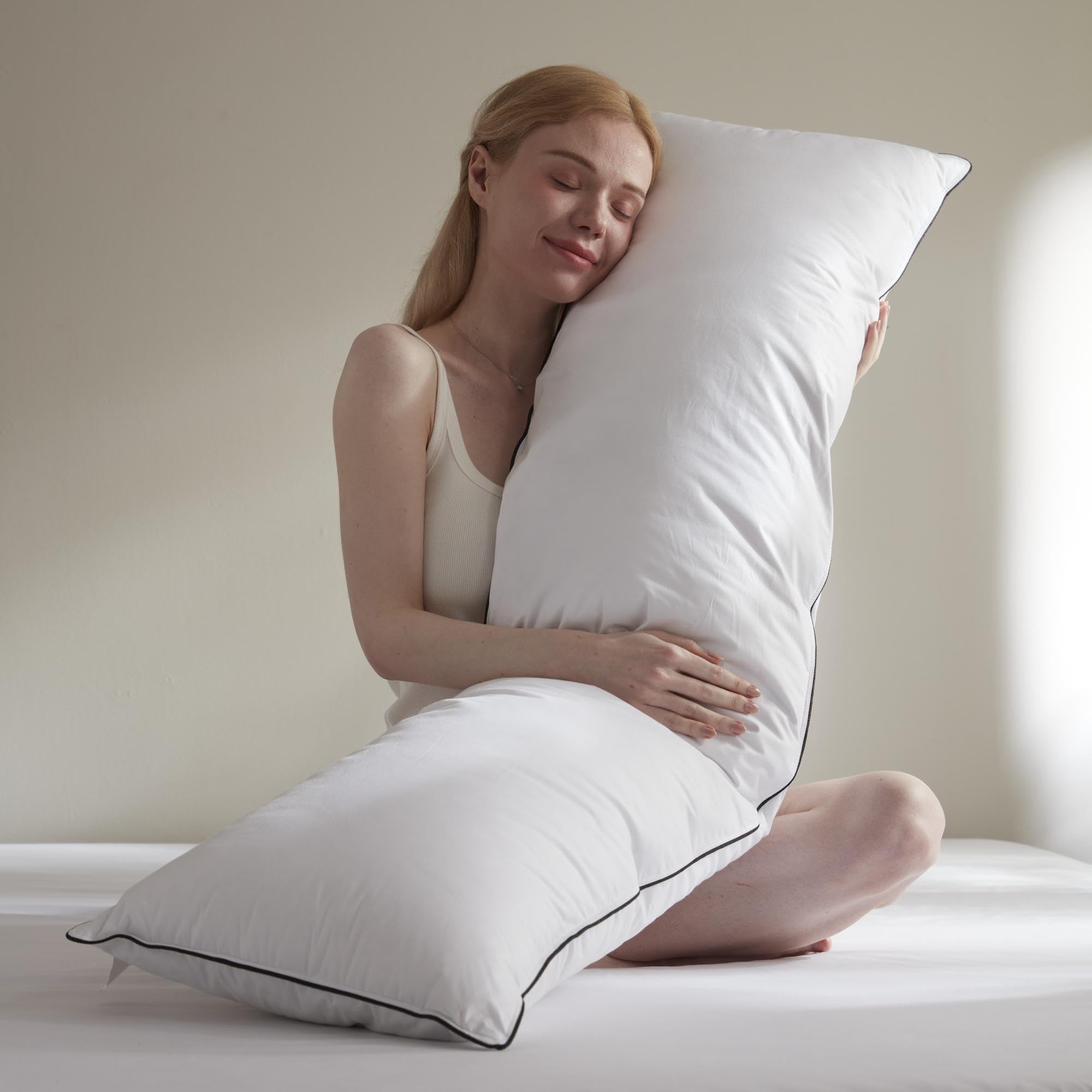 Coussin de grossesse en duvet d'oie BPC 40x145 cm oreiller de corps luxe coton bio