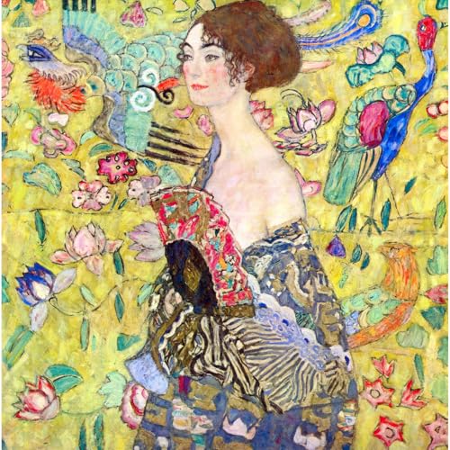 Impression giclée Klimt Dame avec éventail 76x101 cm ARTICULOZY