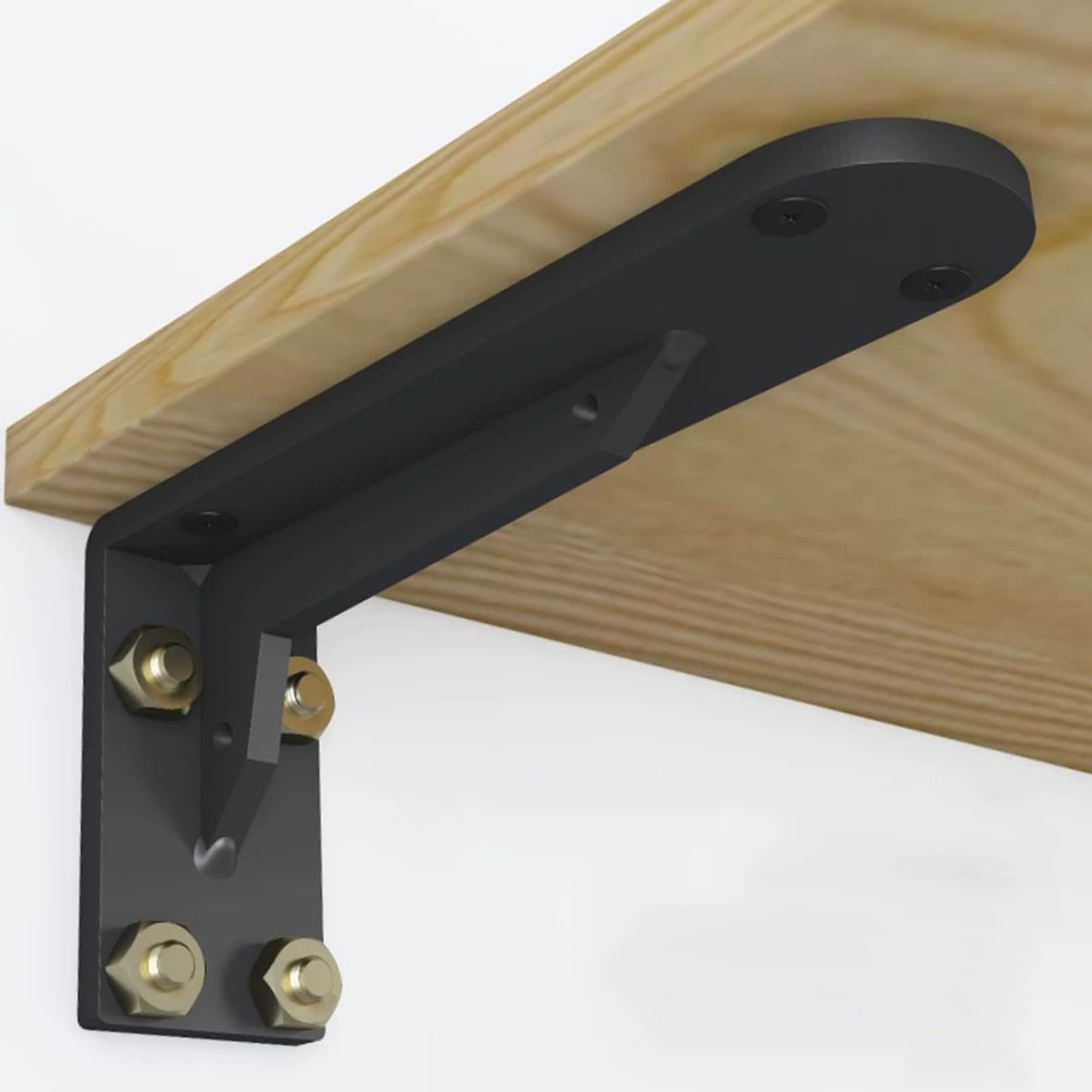 2 Piezas Escuadras para Estanterias de Alta Resistencia,Escuadras Metalicas Soportes para Estantes Pesados de Pared,Soportes para Estanterías Flotantes,Con Tornillos (60cm x 25cm,Negro)