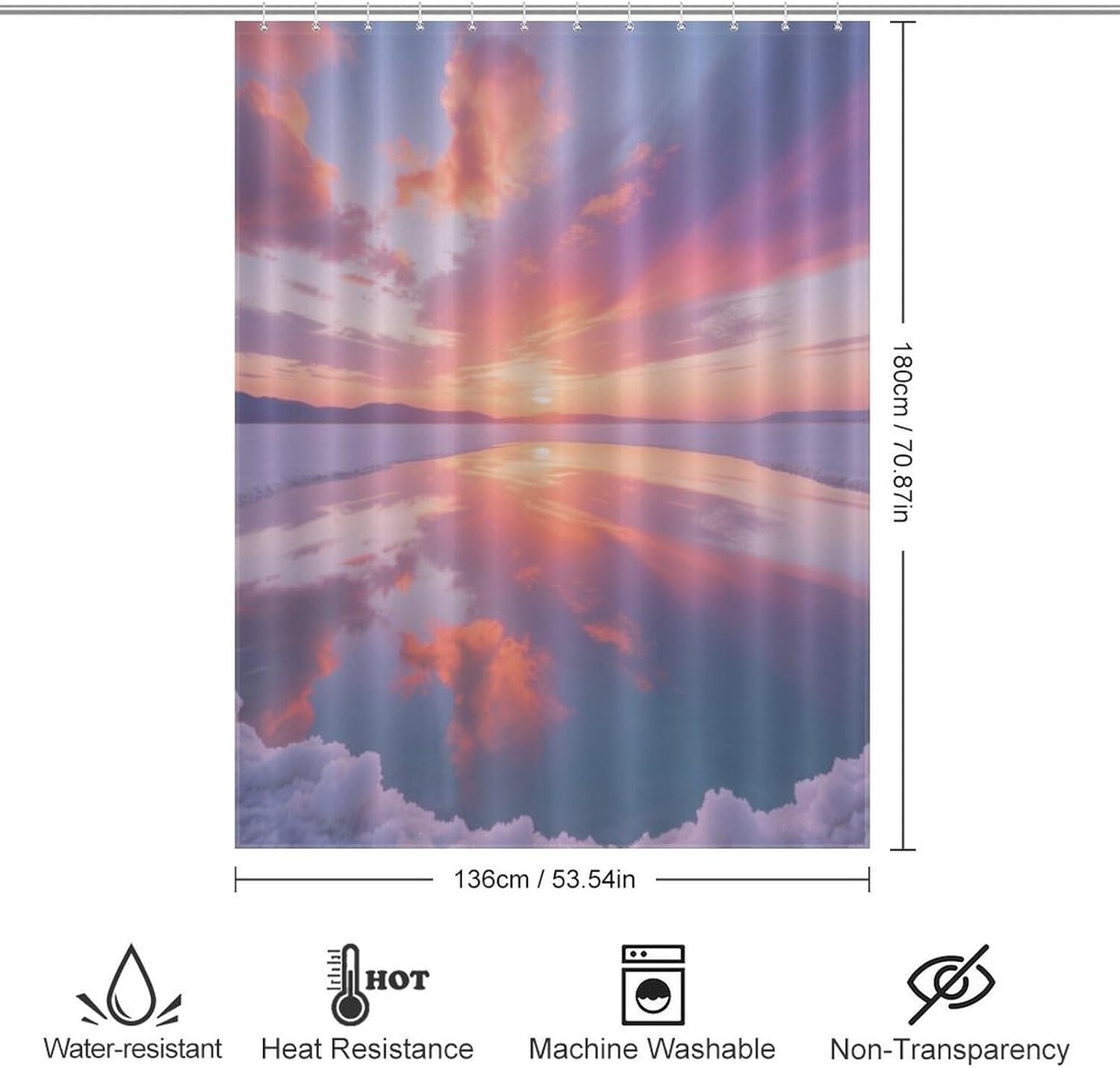 Shower Curtains Fabric Shower Curtain Liner Liner Showers Curtain Salt Lake Mirror Fire Clouds Showers Curtin Opaque for Privacy Protection Water Splash Protection High Aesthetics
