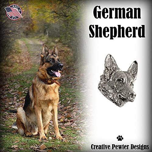 German Shepherd Dog Pin, Pewter, D084, 1 1/4 Inches, Handmade in The USA, German Shepherd Dog Gift, Realistic Dog, Metal, Lapel Pin, Hat Pins, Brooch, Gift, Over 90 Dog Breeds Available4