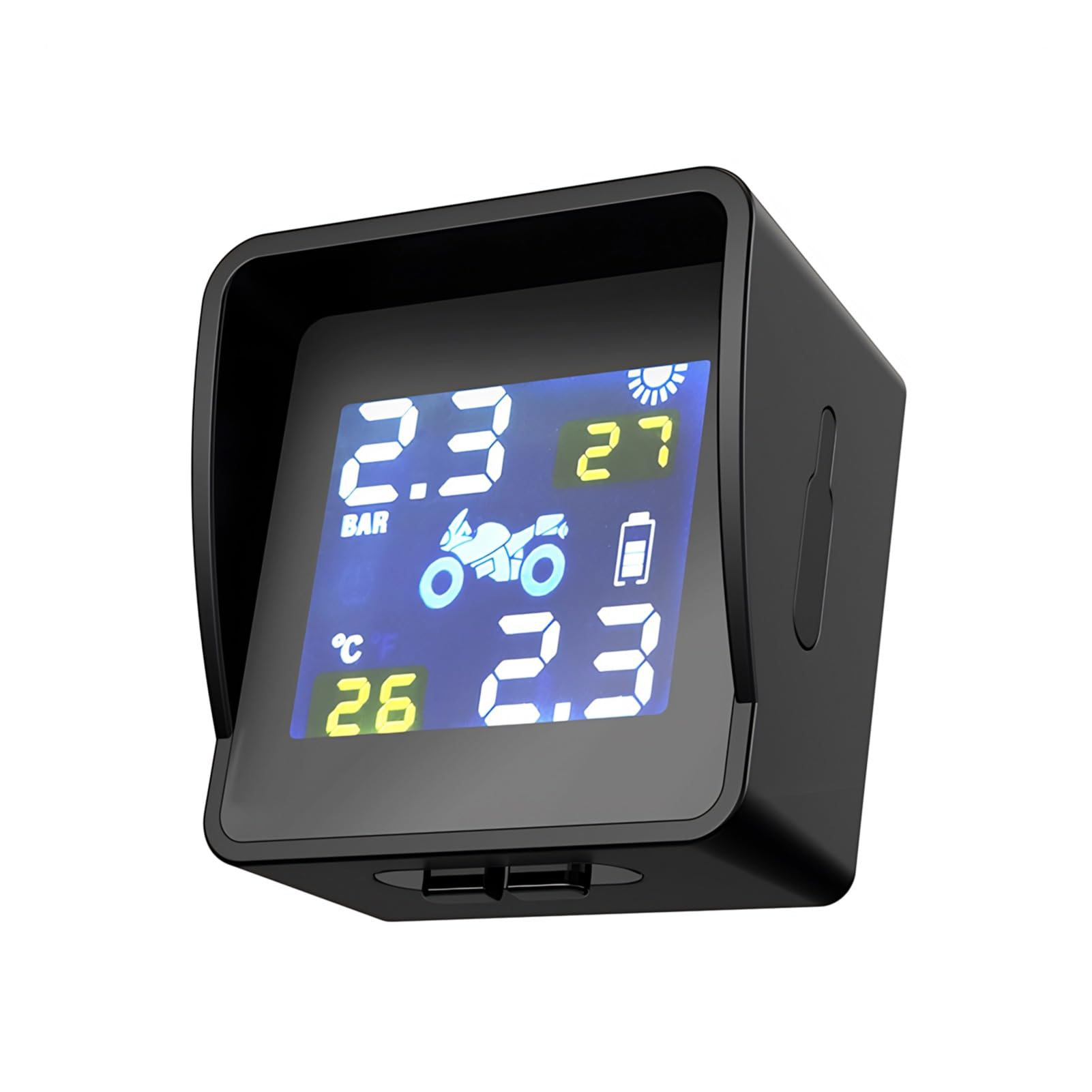 Diyeeni di Monitoraggio della Pressione dei Pneumatici per Moto TPMS Solare, Display LCD con Sei modalità di Allarme, Impermeabile e Durevole per Scooter da Moto