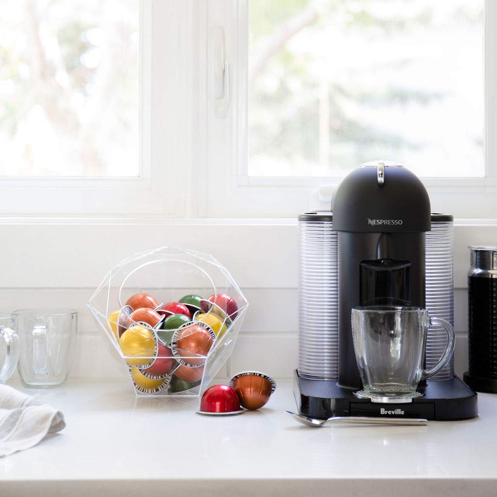Capsule porta capsule Nespresso Vertuoline Hexagon plexiglass, trasparente, dispenser salvaspazio per macchine Nespresso e Keurig k-cups – 40 capsule