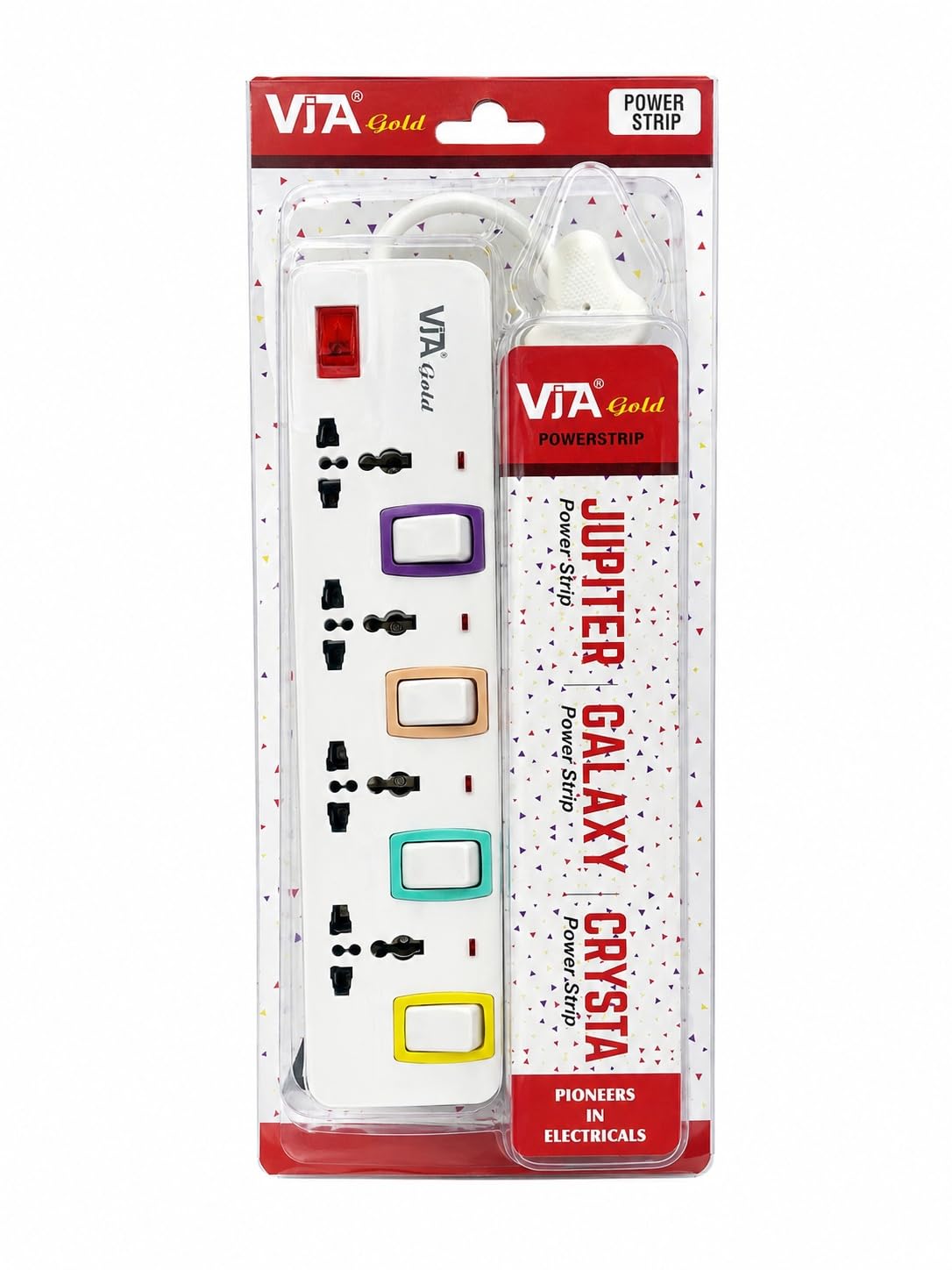 VJA Gold Galaxy Extension Board 4 Socket with Individual Switches | Universal Power Strip | 6A Safety Fuse | Heavy Duty Extension Cord | Home, Office & Computer Use | [5M]-picture-25